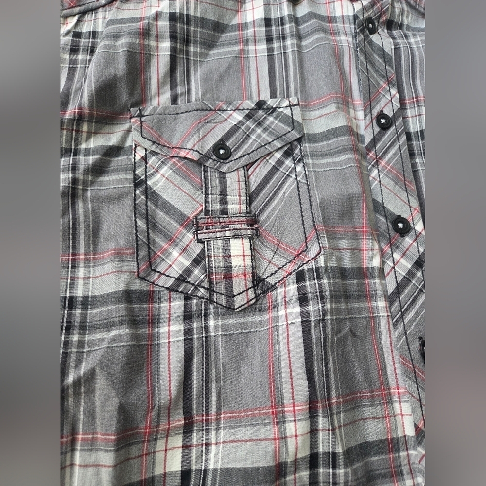 Buckle Black Men's Gray Plaid Shirt Sz.XXL - Picture 3 of 9